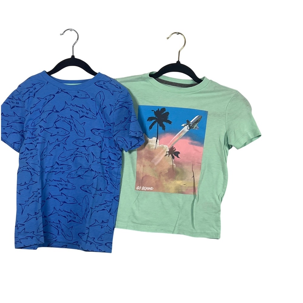 Old Navy Kids Blue Short Sleeve Shirt Boys Small Preppy Vacation Casual Bundle